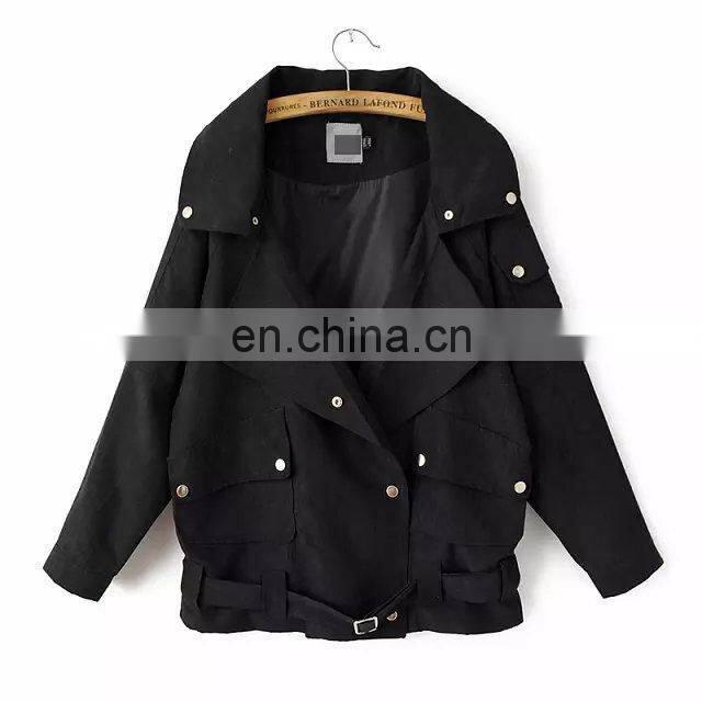 2015 Dress for women Europe American fashion causal lady trench coat lapels new pure color patch pocket personality wind jacket