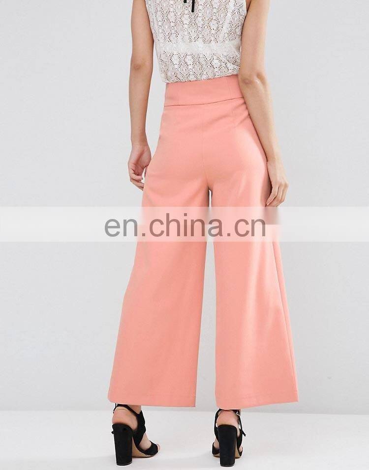 OEM service China manufacturer pink casual loose wide leg latest design ladies office pants