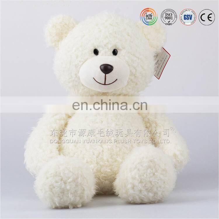 OEM/ Custom design super soft Velboa material stuffed white polar bear with scarf