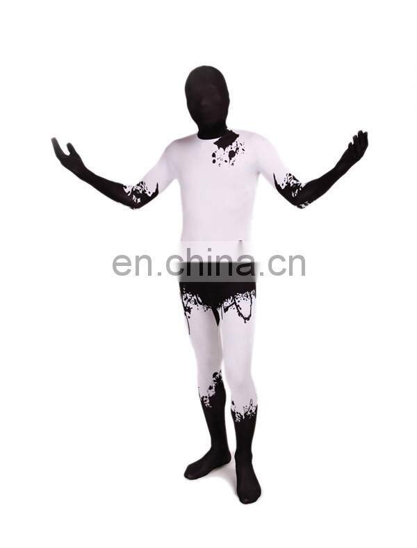 White & Black Lycra Spandex Zentai Costume Halloween Party Mask/Hood Open Face/Eyes/Full Hood
