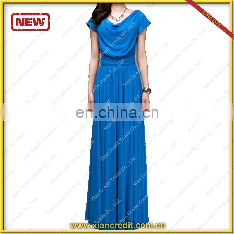 New arrival elegant night party dresses blue silk evening dress