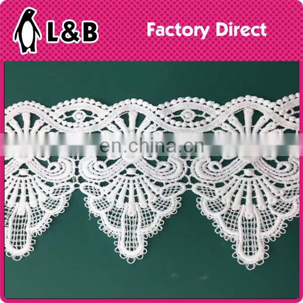 2017 wholesale white embroidery water soluble polyester lace