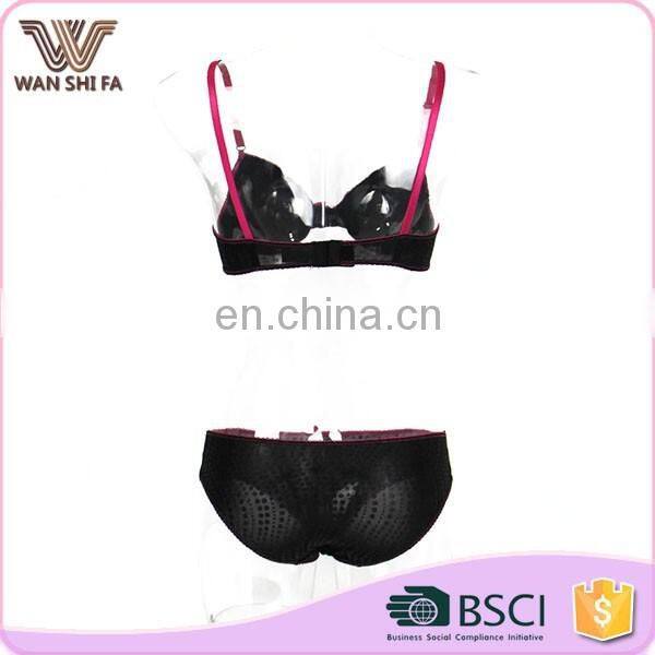 Black breathable nylon wholesale high quality lovely girl bra panty set