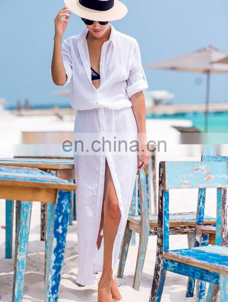 black white Summer Women Plus Size Beachwear Cover-ups White Cotton Tunic Beach Wrap Bath Dress Swim Suit Bikini Cover Up Woman