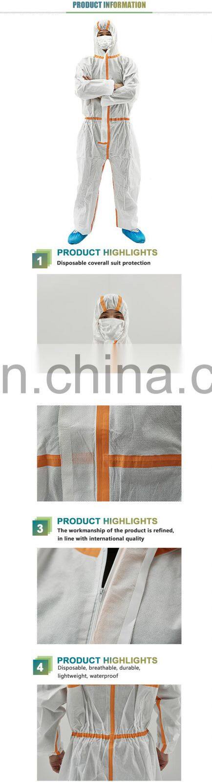 SMS Materials White Cheap High Visibility Disposable Coveralls