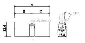 china 60mm Brass Euro Profile thumb turn 5pin lock cylinder