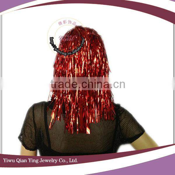 cheap red carnival tinsel wigs