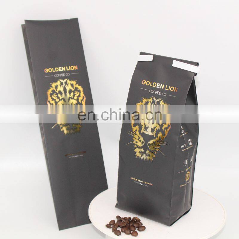 Custom printed matte surface side gusset 12oz coffee bags with valve