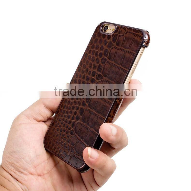 High quality embossed crocodile leather case for iphone 6 plus
