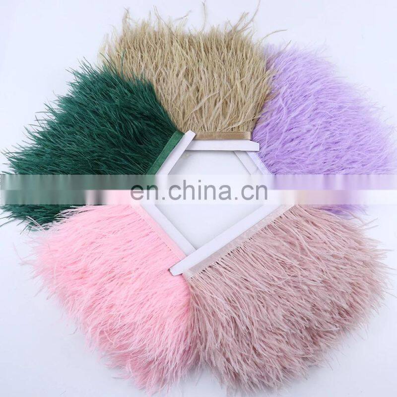 1 meter Multicolor Real Ostrich feather Trims Ribbon 8-10cm White Ostrich for Dress Clothing Decoration Sewing feathers Crafts