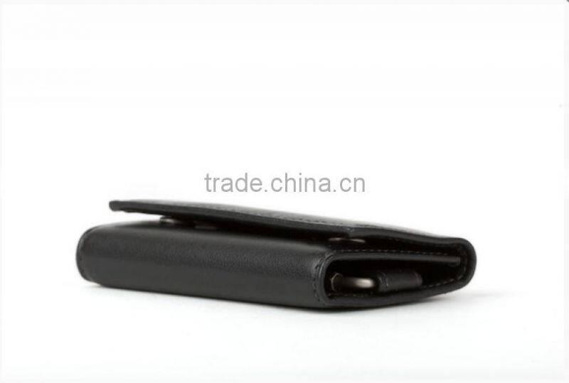 Slim and simple wholesale super-soft genuine leather tri-fold key case with key rings