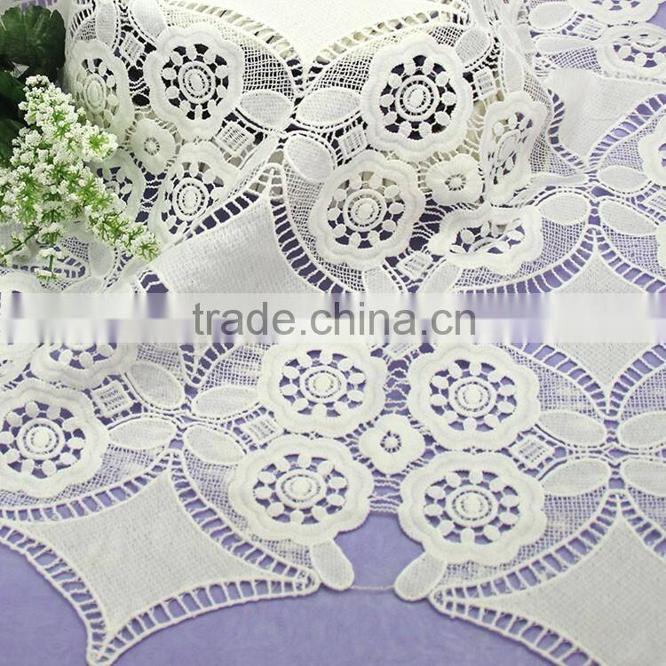 Sale high quality factory water soluble micro fiber polyester Chemical lace fabric decoration for wedding dress, apparel