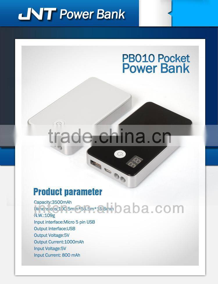 OEM High capacity mini mobile power bank with two LED flashlight+Digital Display screen Power Indicator design ,PB010