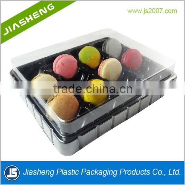 2016 new style hot selling Food grade 24 pcs blister macarons packaging box,cake clamshell,plastic macaron tray