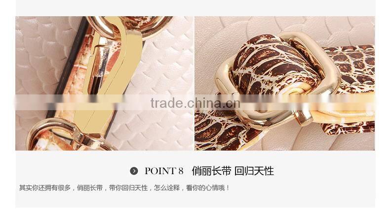 Fashion snake skin pattern ladies' leather handbag at low price