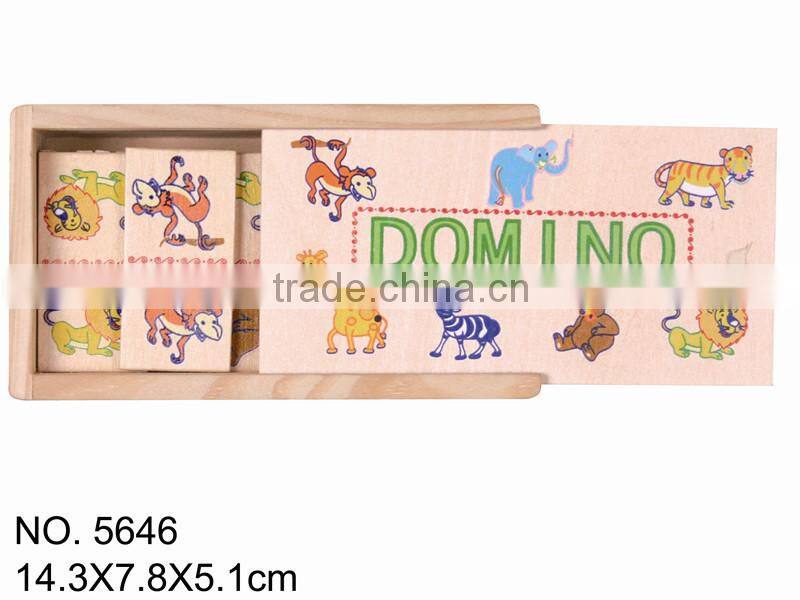 china online shopping 28 pcs hot-sale sea animal baby's safety gift small size puzzle wooden boxkids domino game set