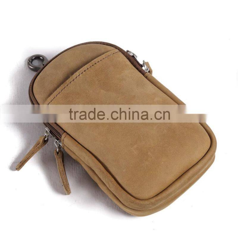 Men Crazy Horse Leather Sport Tactical Fanny Pack Pocket Organizer Travel Tool