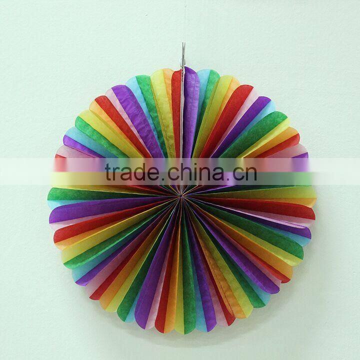 Raibow tissue paper fan for party wedding decorations