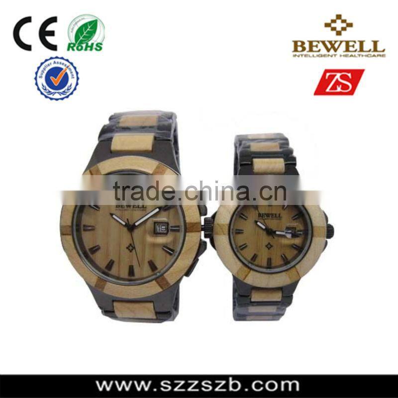 2016 Top selling Timeproof wooden Watch with IPG/IPS/IP Black Metal Case and Band ,Japan Movement 2015/2115 ,3ATM Waterproof