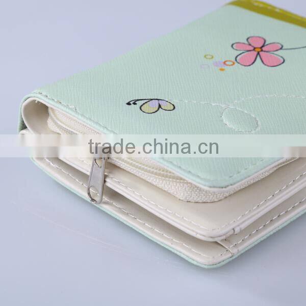New Model Lady Wallet/Fashion Wholesale Green Flowers Printing Woman Wallet/Festival gift