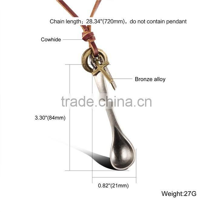 2016 new leather spoon bronze alloy pendant