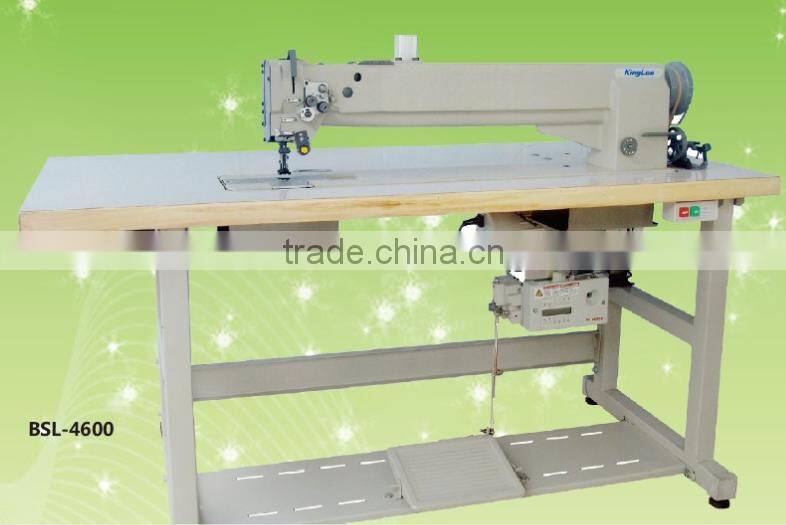 Long arm heavy duty compound feeding lockstitch sewing machine