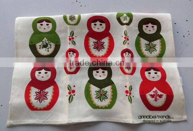 kitchen linen tea towel for promotion and giftkitchen printed tea towel for home decoration cat design