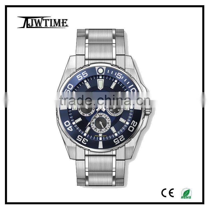 chronograph quartz branded watch/japan movt quartz watch stainless steel back,custom watch/quartz watch water resistant