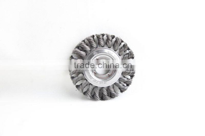 Twist knot wheel brushes with arbor hole, diameter 100mm or 4"