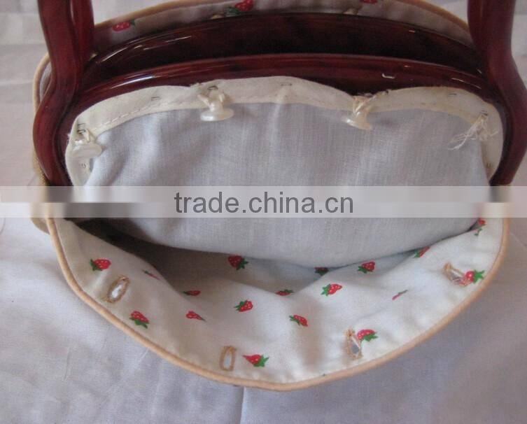Bermuda bag, reversable purse, Vintage beige fabric handbag, bags and purses, pocket handbag