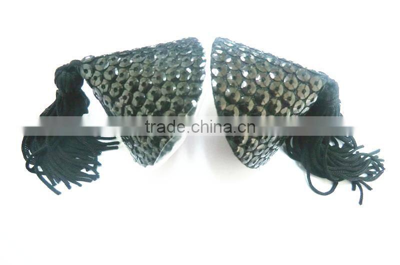 Tassel Lingerie Sexy black sequin concaved Nipple Cover For Women