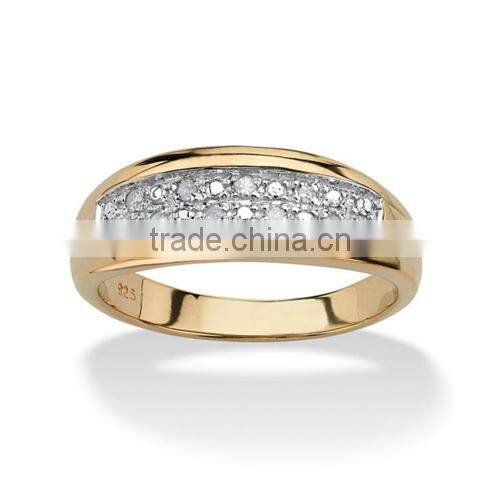 18K Gold With Rhinestone 925 Sterling Silver Ring