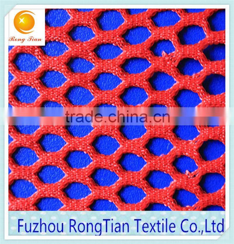 Red polyester knitted big hole mesh fabric for mattress