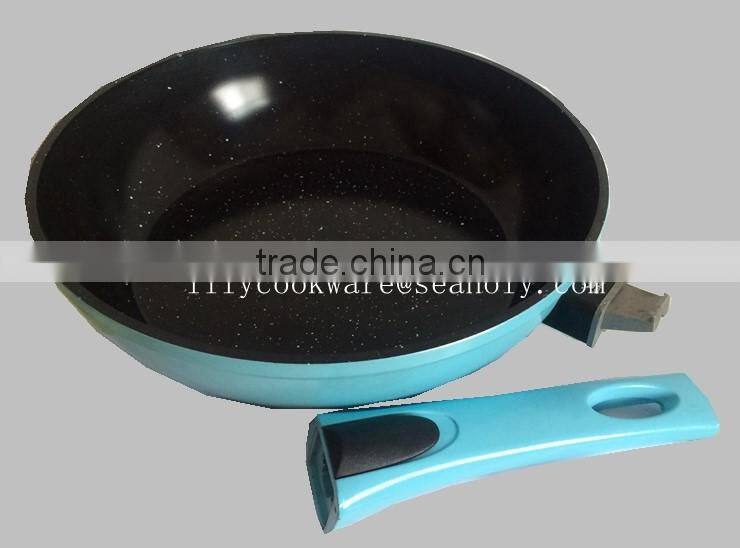 ITALY aluminum ceramic deep frying pan with induction bottom/detachable handle