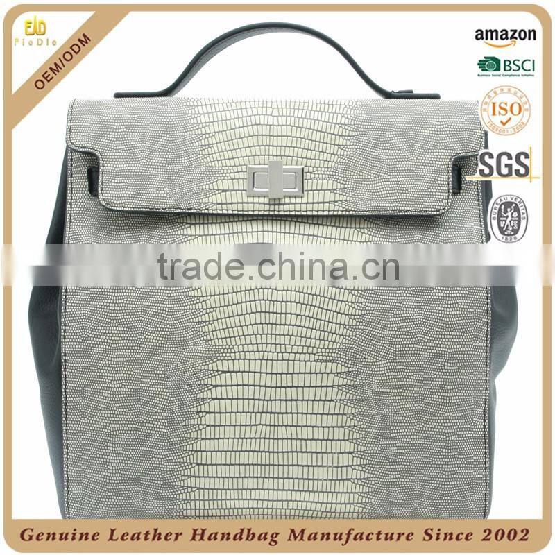 CSS728D001 Fashion Special Natural Lizard Grain Genuine Cow Leather Large Backpacks for Ladies