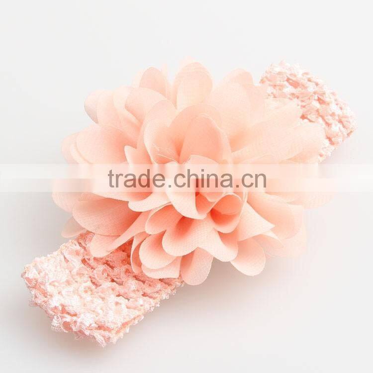 Wholesale cute handmade crochet baby headband with Chiffon flower