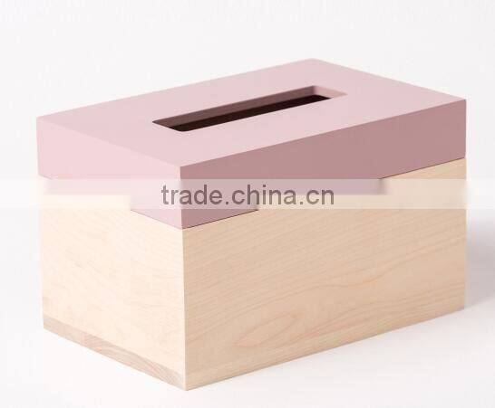 Pink Living Room Wooden Tissue Box