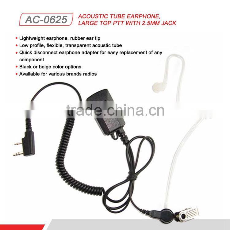 Earpiece Headset PTT Mic For Radio Kenwood Acoustic Tube Earphone