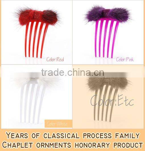 Fashion fur rhinestone Insert Comb