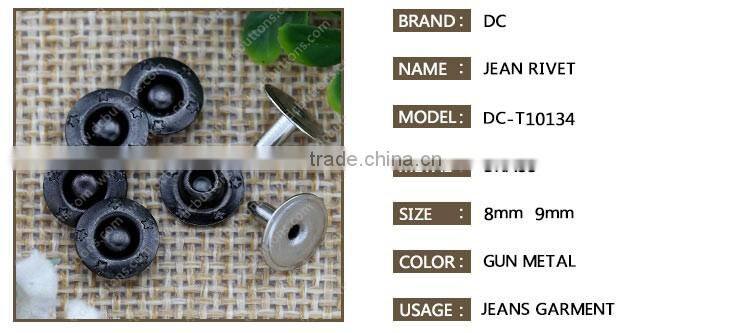 9mm leather rivet studs star logo for fashion style jacket garment