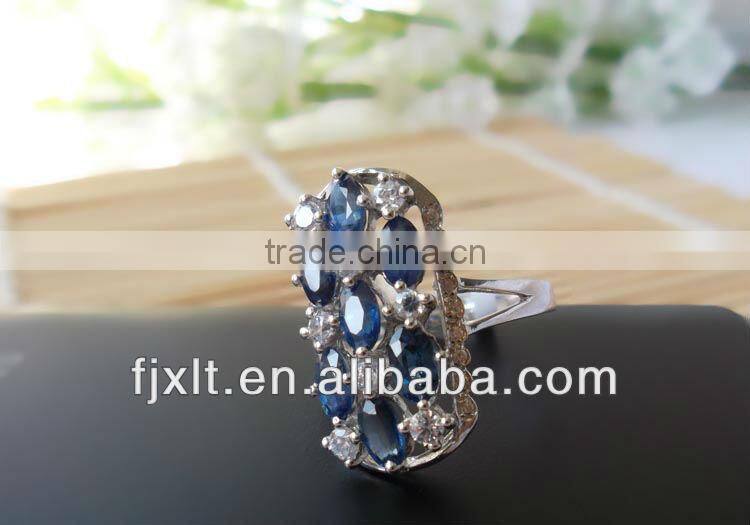Custom Design 925 Sterling Silver Sapphire and Diamond Ring