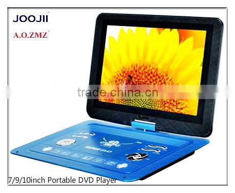 2014 new portable dvd with 7-16ich screen, USB/GAME/FM function