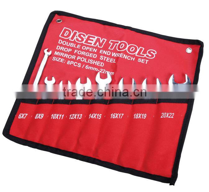 6mm-22mm 8pcs double open end wrench set drop forged steel