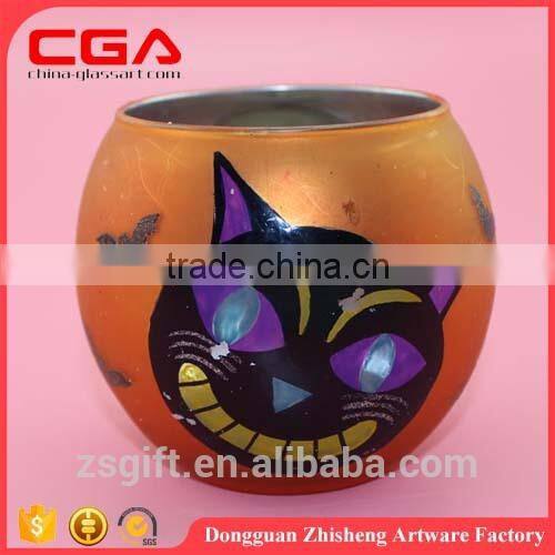 Round glass candle stand,painting glass candle holder for home decorations