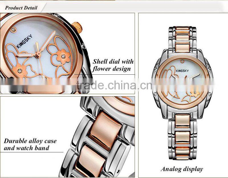 Kingsky KY075 Vogue Gold Plated Chain Quartz Girls Fancy Watches