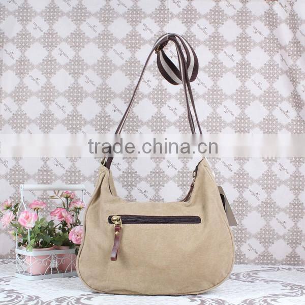 Latest men leisure bag canvas bag with leather trim