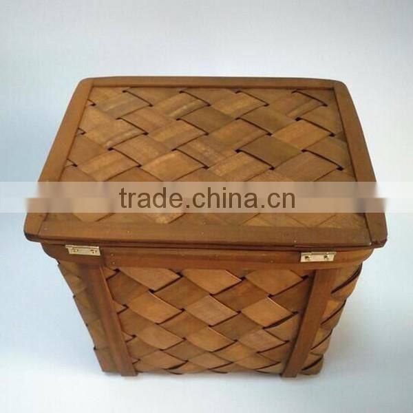 Handwoven wood household clothes bin
