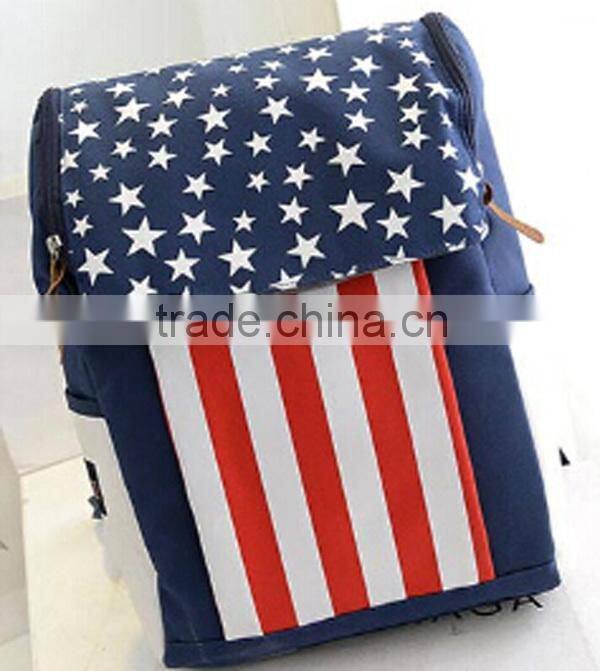 Brand designer european backpack;New francy college union flag strip backpack;