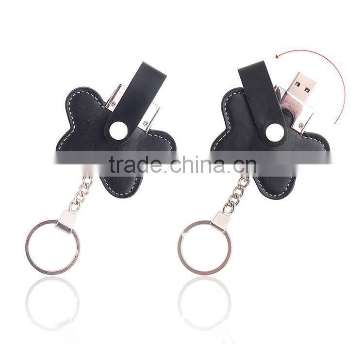 New promotion gift leather 32GB butterfly shape USB flash drive with high speed