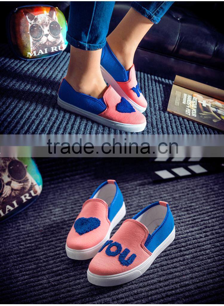 2015 New Round Sweet Love Heart Singles Shoes Low Heels Slip-on Lazy Flat Shoes Leisure Shoes Women Sneakers Canvas Shoes